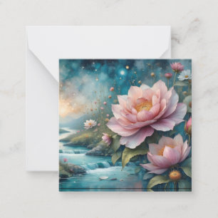 Carte De Correspondance Paysage de fleurs roses