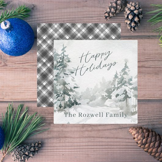 Carte De Correspondance Paysage enneigé hivernal à l'aquarelle personnalis