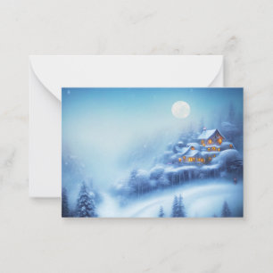 Carte De Correspondance paysage hivernal maison mini Noël budget