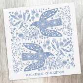 Carte De Correspondance Peace Dove Blue Bird Personalized Name