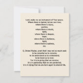 Carte De Correspondance Peace prayer of St Francis  (Dos)