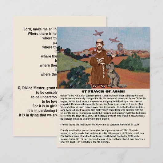 Carte De Correspondance Peace prayer of St Francis  (Devant / Derrière)