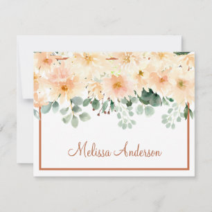 Carte De Correspondance Peach Dahlia Aquarelle Floral Fall Personnalisée