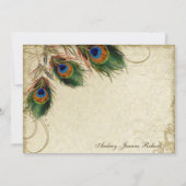 Carte De Correspondance Peacock Feathers Formal Merci Notes Lavender (Dos)
