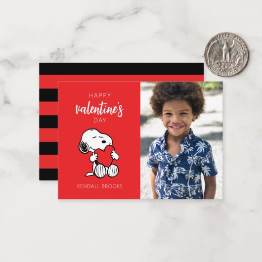 Carte De Correspondance Peanuts | Câlin de Snoopy avec un cœur (Devant/Arrière en situation)