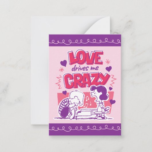 Carte De Correspondance Peanuts | Love Drives Me Crazy (Devant)