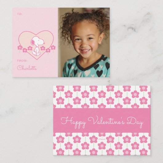 Carte De Correspondance Peanuts | Snoopy Heart Photo Valentine (Devant / Derrière)