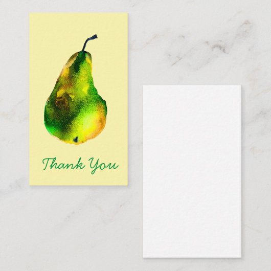 Carte De Correspondance Pear aquarelle fruit vert (Devant / Derrière)