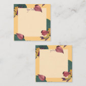 Carte De Correspondance Pêche florale et feuilles verts (Devant / Derrière)