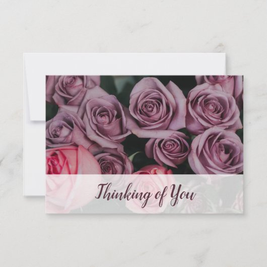 Carte De Correspondance Penser à vous 🌿 photo 🌹 Roses personnalisés (Devant)