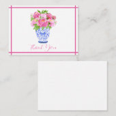 Carte De Correspondance Peonies Chinoiserie Vase Merci stationnaire (Devant / Derrière)