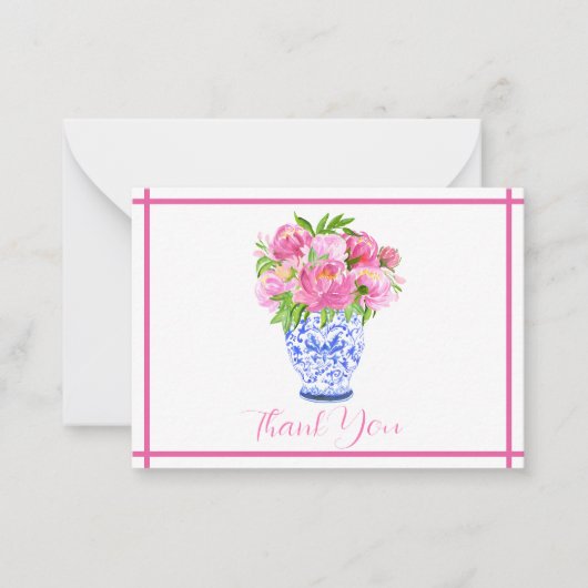 Carte De Correspondance Peonies Chinoiserie Vase Merci stationnaire (Devant)