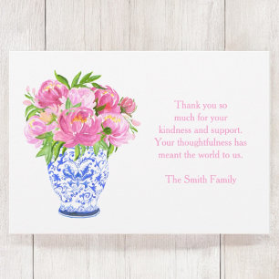 Carte De Correspondance Peonies en Chinoiserie Vase - Sympathy Merci