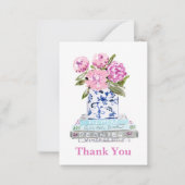 Carte De Correspondance Peonies roses Chinoiserie Vase Livre Stack Merci (Devant)