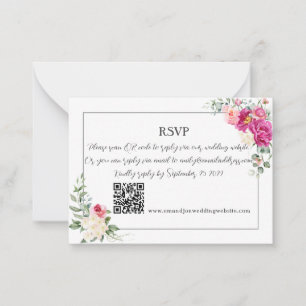 Carte De Correspondance Peony et verdure Rose QR Code RSV