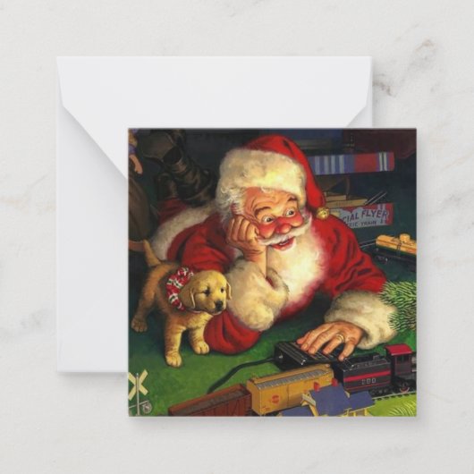 Carte De Correspondance Père Noël avec chiot vacances Noël (Devant)