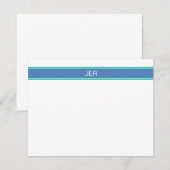 Carte De Correspondance Périwinkle Blue & Turquoise Monogramme Nom Initial (Devant / Derrière)