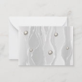 Carte De Correspondance Perles de soie blanche élégantes avec initiales mo (Dos)