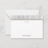 Carte De Correspondance Perles de soie blanche élégantes avec initiales mo (Devant)