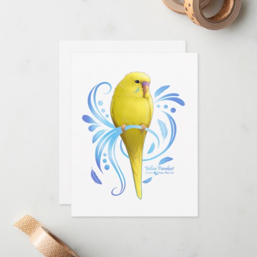 Carte De Correspondance Perruche jaune (Devant/Arrière en situation)