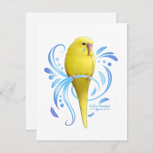 Carte De Correspondance Perruche jaune (Devant / Derrière)