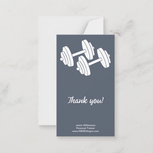 Carte De Correspondance Personal Trainer Dumbbell Portrait Merci (Devant)
