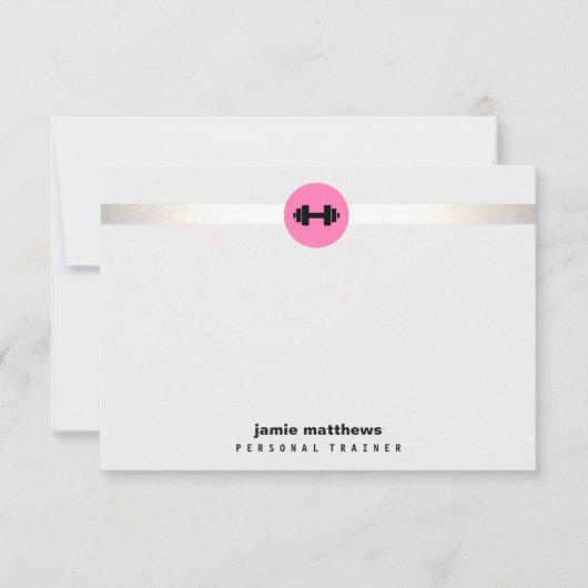 Carte De Correspondance Personal Trainer Pink Dumbbell Logo Fitness (Devant)
