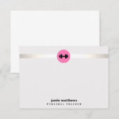 Carte De Correspondance Personal Trainer Pink Dumbbell Logo Fitness (Devant / Derrière)