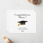 Carte De Correspondance Personalised graduation card, card with mortar cap (Devant/Arrière en situation)