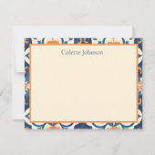 Carte De Correspondance Personalized Blue Orange Tile Stationery (Devant)
