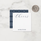 Carte De Correspondance Personalized Blue Retro Flower (Devant/Arrière en situation)