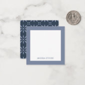 Carte De Correspondance Personalized Blue Retro Flower (Devant/Arrière en situation)