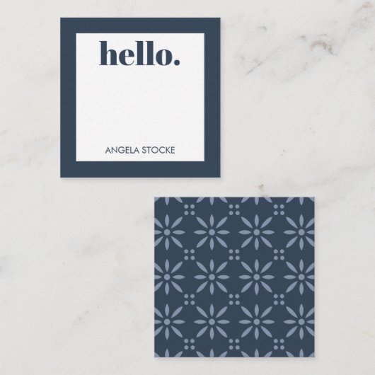 Carte De Correspondance Personalized Blue Retro Flower (Devant / Derrière)