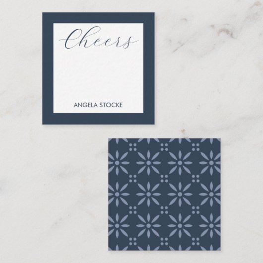 Carte De Correspondance Personalized Blue Retro Flower (Devant / Derrière)