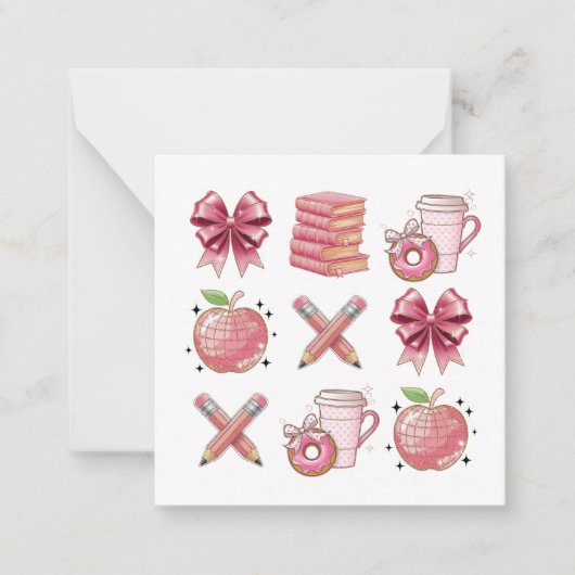 Carte De Correspondance Personalized Cute Chic Pink Teacher School (Devant)
