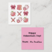 Carte De Correspondance Personalized Cute Chic Pink Teacher School (Devant / Derrière)