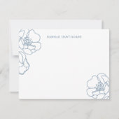 Carte De Correspondance Personalized Elegant Blue Modern Line Art Floral (Devant)