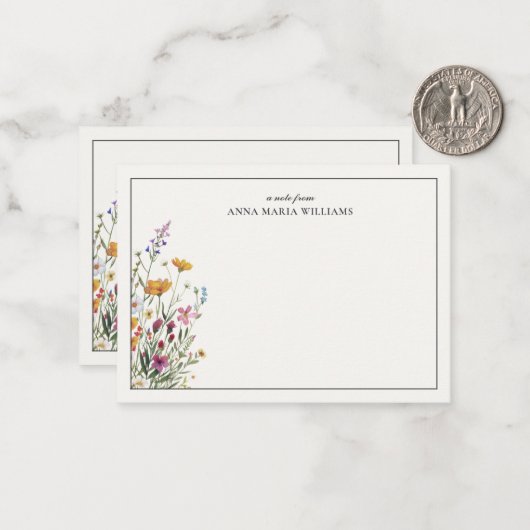 Carte De Correspondance Personalized Elegant Boho Chic Note Card (Devant/Arrière en situation)