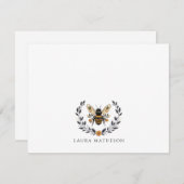 Carte De Correspondance Personalized Floral Bee Laurel (Devant / Derrière)