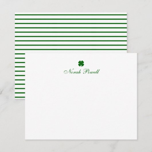 Carte De Correspondance Personalized Green Clover Note Card (Devant / Derrière)