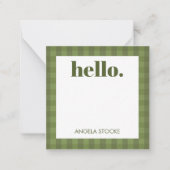 Carte De Correspondance Personalized Green Gingham (Devant)