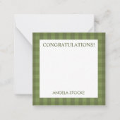 Carte De Correspondance Personalized Green Gingham (Devant)