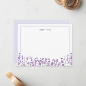 Carte De Correspondance Personalized Lavender Floral Note Card (Devant/Arrière en situation)