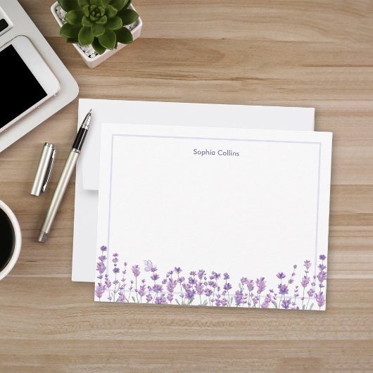 Carte De Correspondance Personalized Lavender Floral Note Card
