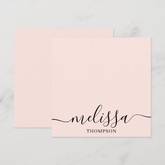 Carte De Correspondance Personalized Minimalist Calligraphy Script Pink (Devant / Derrière)