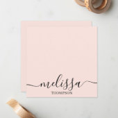 Carte De Correspondance Personalized Minimalist Calligraphy Script Pink (Devant/Arrière en situation)