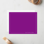 Carte De Correspondance Personalized Modern Purple Flat Note Card (Devant/Arrière en situation)