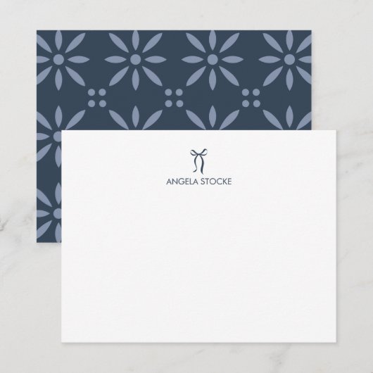 Carte De Correspondance Personalized Name Blue Bow (Devant / Derrière)