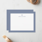 Carte De Correspondance Personalized Name Dusty Blue Heart (Devant/Arrière en situation)
