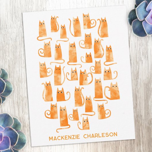 Carte De Correspondance Personalized Name Fun Orange Ginger Cat